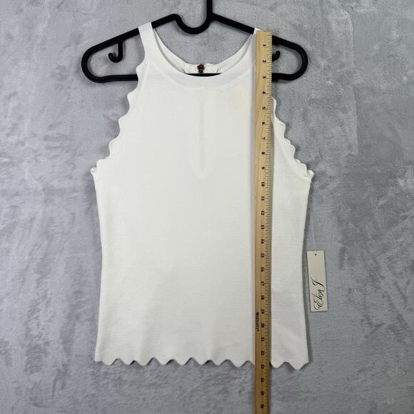 Eliza J White Tank Top Size Small White Wave Ruffle Hem *Flaws Formal Stretch - Picture 11 of 16